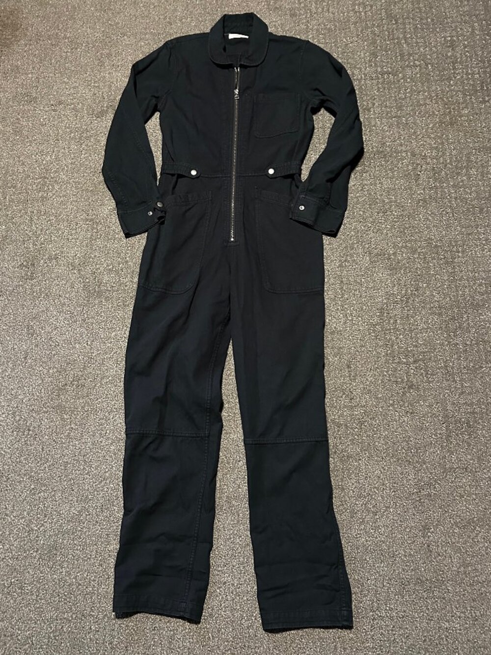 Outerknown Jumpsuit Womens XS Dark Gray Long Sleeve Zip Front Organic Cotton
